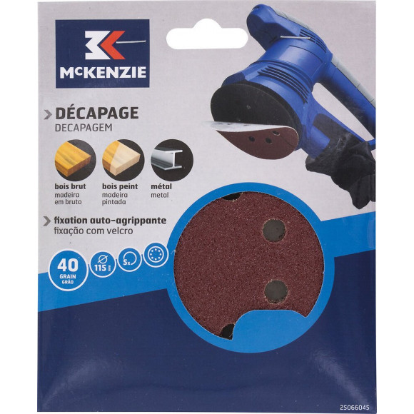 Disque perforé agrippant d.115mm grain 40, 8 trous lot de 5