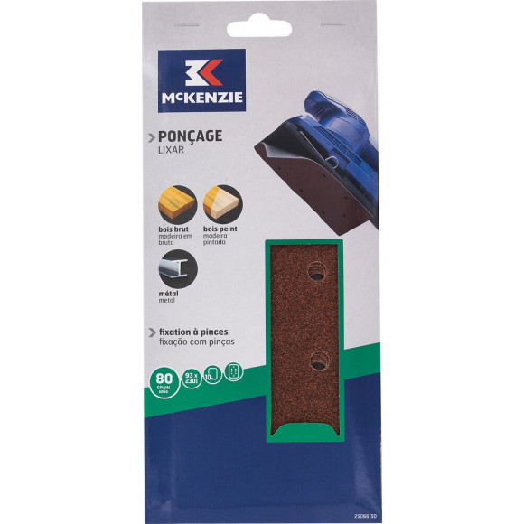 Patin rectangulaire à pinces 93x230mm grain 80, 8 trous