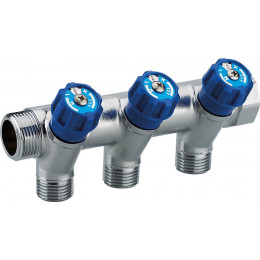 Collecteur robinetterie bleue - 3 départs