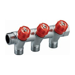 Collecteur robinetterie rouge MF20x27 - 3 départs