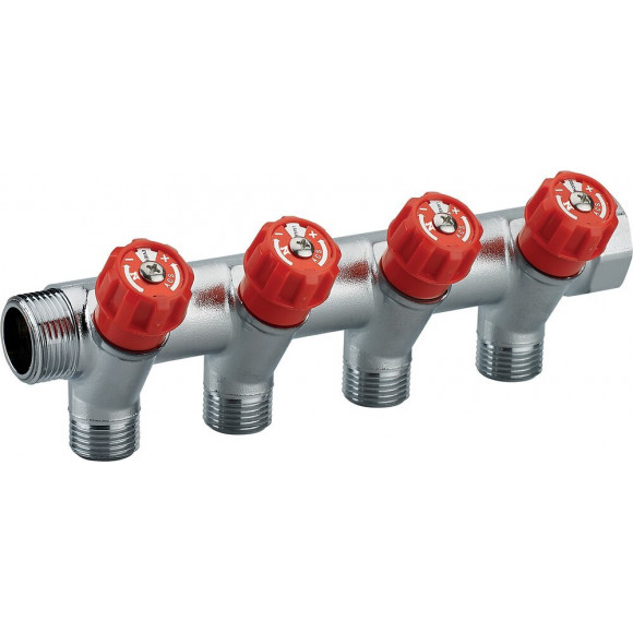 Collecteur robinetterie rouge MF20x27 - 4 départs