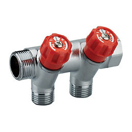 Collecteur robinetterie rouge MF20x27 - 2 départs