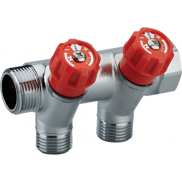 Collecteur robinetterie rouge MF20x27 - 2 départs