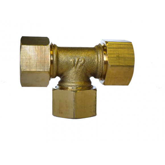 Té + écrous pour tubes diamètre 14mm écrou 15x21mm