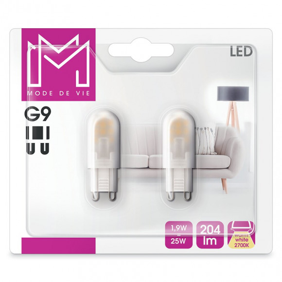 2 Ampoules LED Capsules équivalent 25W G9 2700K