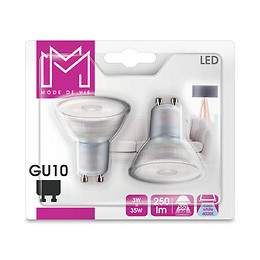 2 Ampoules LED équivalent 35W GU10 4000K 36 degrés