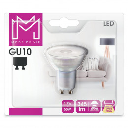 Ampoule LED équivalent 50W GU10 2700K 36 degrés