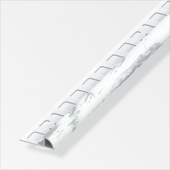 Arrêt carrelage arrondi PVC marbre blanc 8x2.5mm