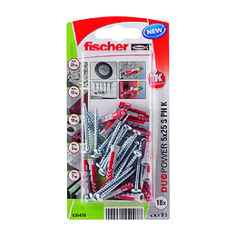 Blister de 18 chevilles tous matériaux DUOPOWER 5x25mm + vis
