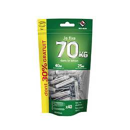 Doypack de 40 chevilles Nordtech 8x40mm + vis TF 5x50mm