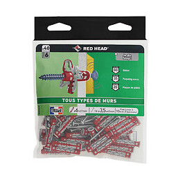 Sachet de 40 chevilles Mx 6x37mm + vis TR 4x45mm