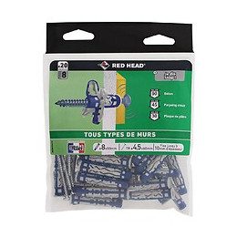 Sachet de 20 chevilles Mx 8x50mm + vis TR 4.5x55mm