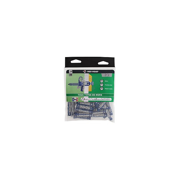 Sachet de 20 chevilles Mx 8x50mm + vis TR 4.5x55mm