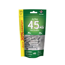 Doypack de 60 chevilles Nordtech 6x30mm + vis TF 4x40mm