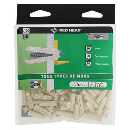 Sachet de 100 chevilles Grapex 6x25mm