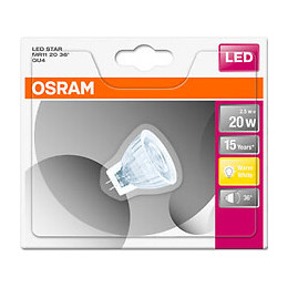 Spot MR11 LED 36° verre 2,3W 20 GU4 chaud