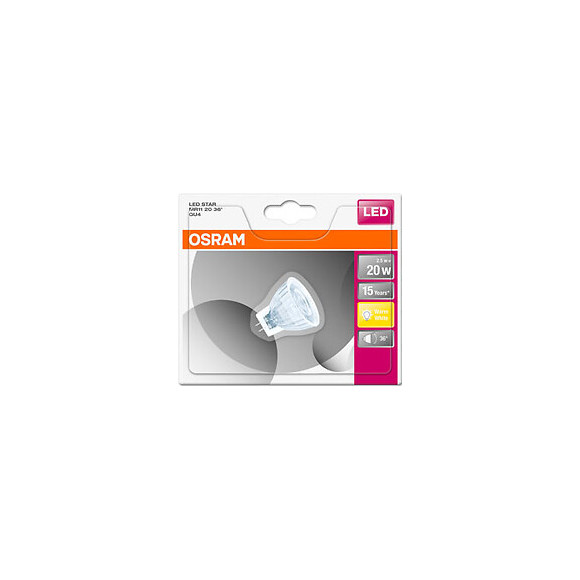 Spot MR11 LED 36° verre 2,3W 20 GU4 chaud
