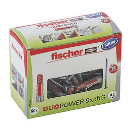 Boîte de 50 chevilles tous matériaux DUOPOWER 5x25mm + vis