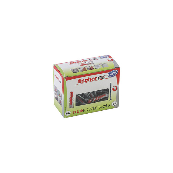 Boîte de 50 chevilles tous matériaux DUOPOWER 5x25mm + vis