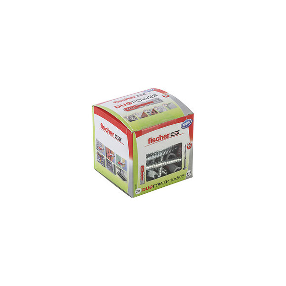Boîte de 25 chevilles tous matériaux DUOPOWER 10x50mm + vis