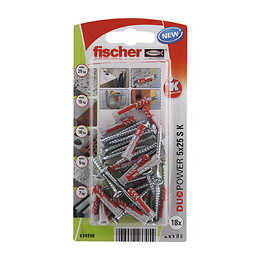 Blister de 18 chevilles tous matériaux DUOPOWER 5x25mm + vis