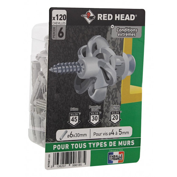 Boîte blister de 120 chevilles Nordtech 6x30mm