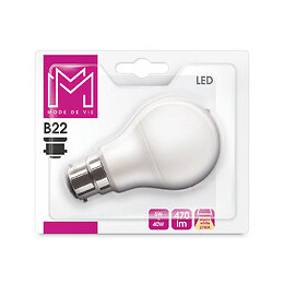 Ampoule LED Standard équivalent 40W B22 2700K dépolie