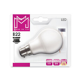Ampoule LED équivalent 75W Standard B22 2700K dépoli