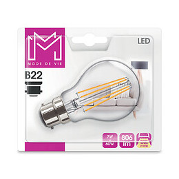 Ampoule LED équivalent 60W Standard B22 2700K Filament
