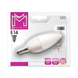 Ampoule LED équivalent 40W Flamme E14 2700K dépoli