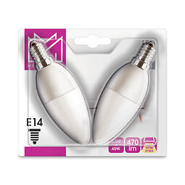2 Ampoules LED équivalent 40W Flamme E14 2700K dépoli