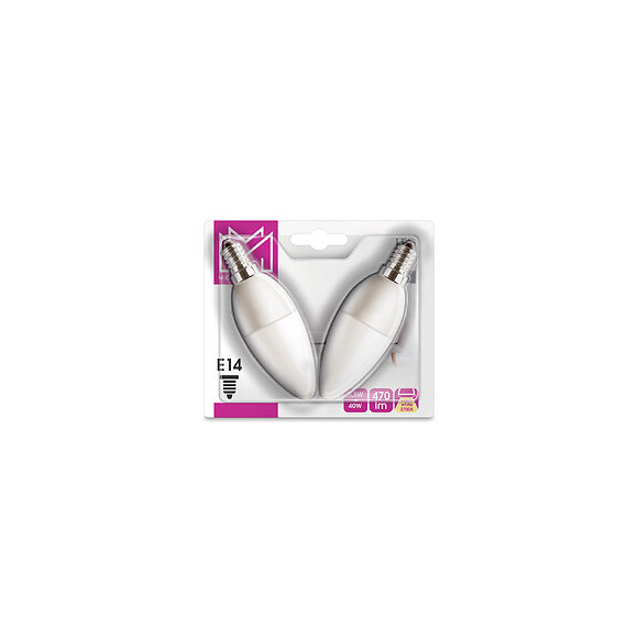 2 Ampoules LED équivalent 40W Flamme E14 2700K dépoli