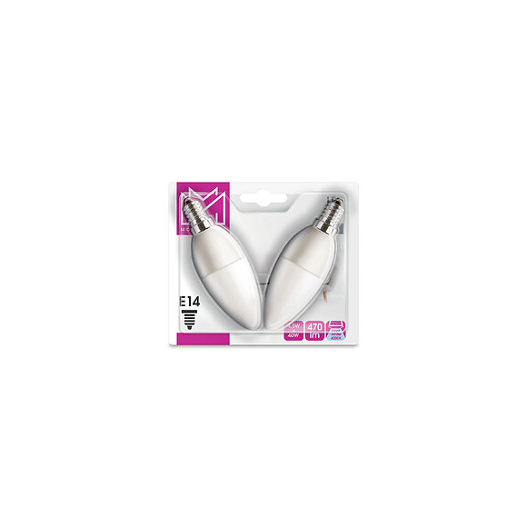 2 Ampoules LED équivalent 40W Flamme E14 4000K dépoli