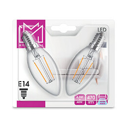 2 Ampoules LED Verre équivalent 40W Flamme E14 4000K Filament