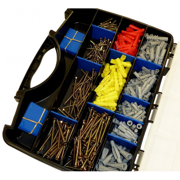 1 mallette de 500 pièces, 250 vis + 250 chevilles