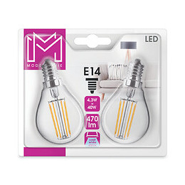 Lot de 2 ampoules LED Sphérique Filament équivalent 40W E14 4000K