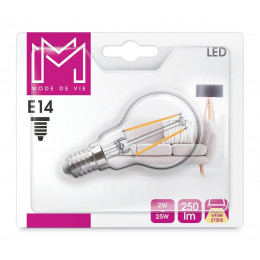 Ampoule LED Verre équivalent 25W Sphérique E14 2700K Filament