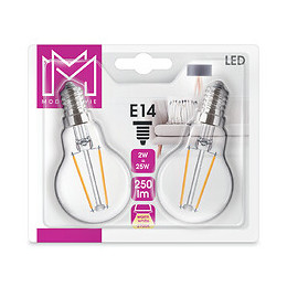 2 Ampoules LED Verre équivalent 25W Sphérique E14 2700K Filament