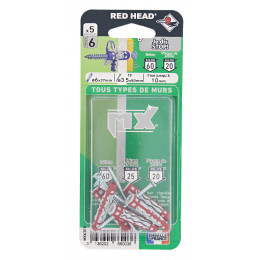 Blister de 5 chevilles Mx 6x37mm + vis TF 3.5x50mm