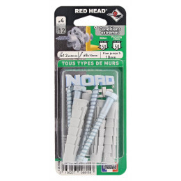 4 chevilles Nordtech 12x60mm + tirefonds TH 8x70mm