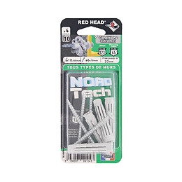Blister de 4 chevilles Nordtech 10x50mm + vis TF 6x70mm