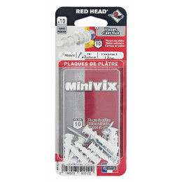 Blister de 10 chevilles Minivix + vis TR 3x25mm