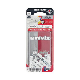 Blister de 10 chevilles Minivix + vis TR 3x25mm