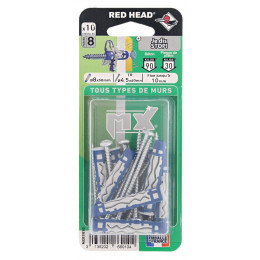 Blister de 10 chevilles Mx 8x50mm + vis TR 4.5x55mm