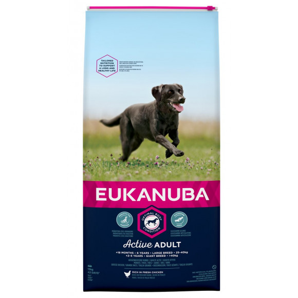 Croquettes pour chien adulte actifs grande race 15kg EUKANUBA