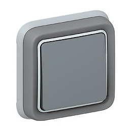 Interrupteur ou va-et-vient étanche Plexo complet encastré - gris
