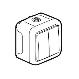 Double interrupteur ou va-et-vient Plexo apparent - Blanc