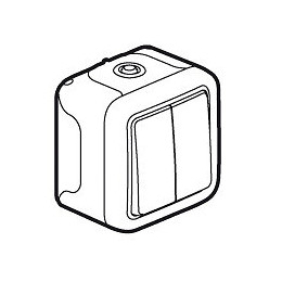 Double interrupteur ou va-et-vient Plexo apparent - Blanc