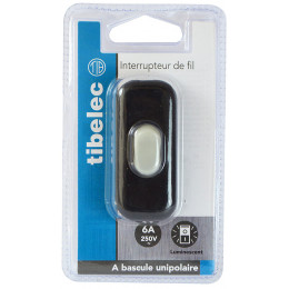 Interrupteur à bascule unipolaire luminescent noir