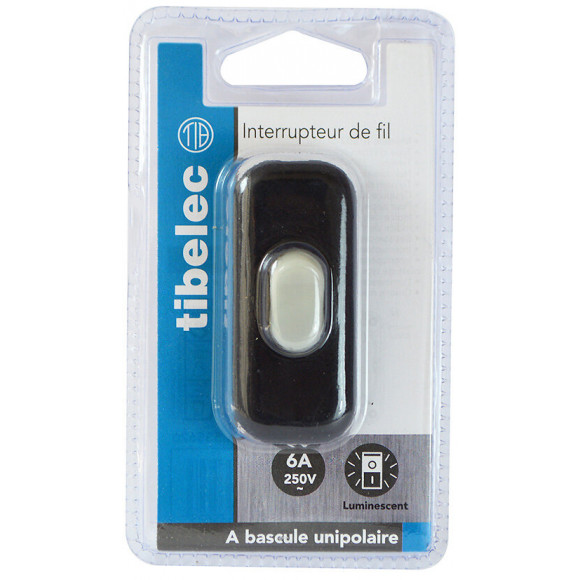 Interrupteur à bascule unipolaire luminescent noir